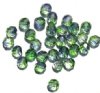 25 8mm Faceted Tri Tone Crystal/Green/Purple Firepolish Beads